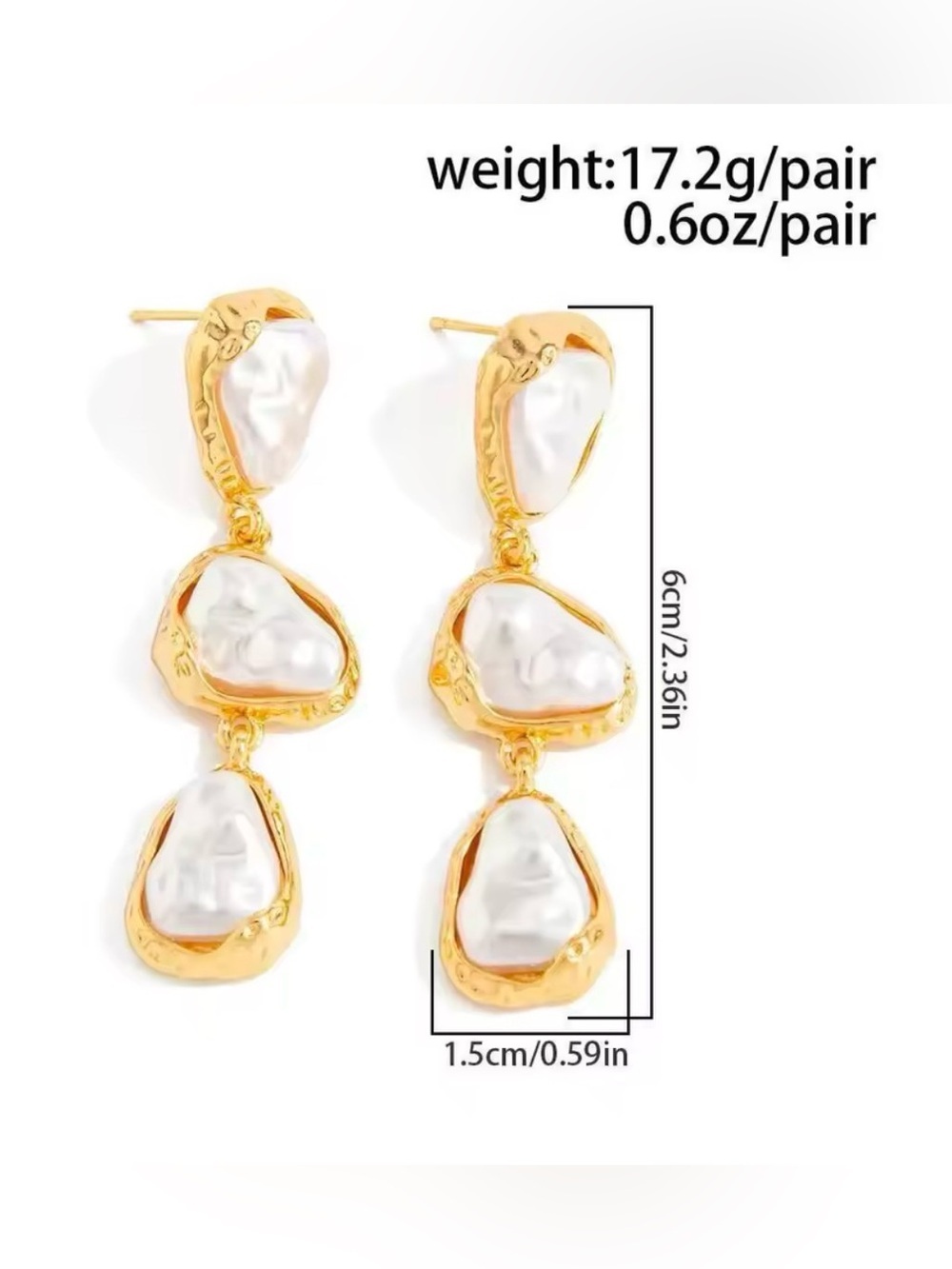 Silver-Tone Baroque Pearl Drop Earrings - Picture 5 of 5